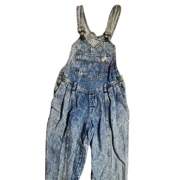 VTG Guess Georges Marciano 1980s Grunge Denim Overalls Sz 2 Retry 80s Acid Wash - Picture 2 of 9